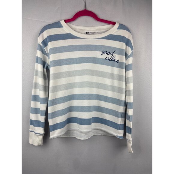 Doe "Good Vibes" Blue & White Striped Sweater S Cotton/Polyester - Picture 1 of 5